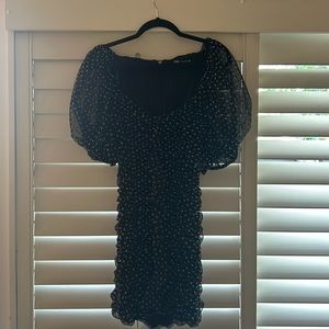 Polka dot ruched mini dress